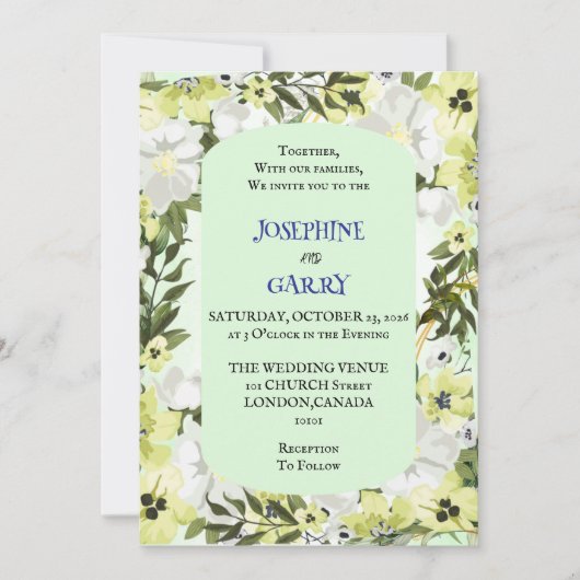 Rustic Neutral Floral Wedding Invitation Kaart (Voorkant)