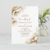 Rustic Neutral Floral Wedding Kaart (Staand voorkant)