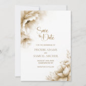Rustic Neutral Floral Wedding Save the Date (Voorkant)
