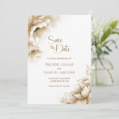Rustic Neutral Floral Wedding Save the Date (Staand voorkant)