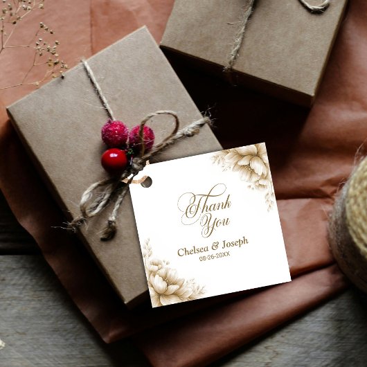 Rustic Neutral Floral Wedding Thank You Bedankjes Labels