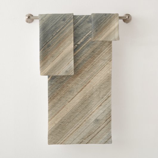 Rustic Neutral Gray Brown Abstract Stripe Bad Handdoek (Insitu)