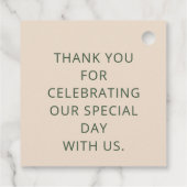 Rustic Neutral Green Arched Modern Wedding Bedankjes Labels (Achterkant)