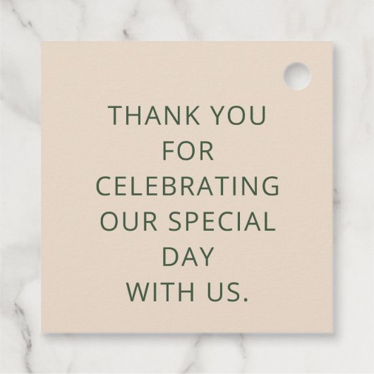 Rustic Neutral Green Arched Modern Wedding Bedankjes Labels (Achterkant)