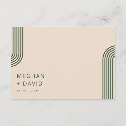 Rustic Neutral Green Arched Modern Wedding Informatiekaartje (Achterkant)
