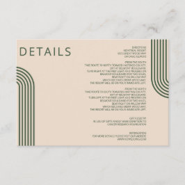 Rustic Neutral Green Arched Modern Wedding Informatiekaartje