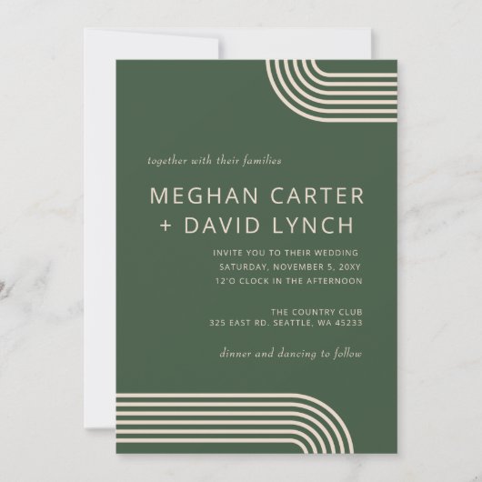 Rustic Neutral Green Arched Modern Wedding Kaart (Voorkant)