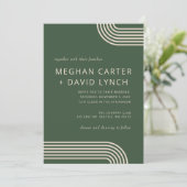 Rustic Neutral Green Arched Modern Wedding Kaart (Staand voorkant)