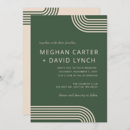 Rustic Neutral Green Arched Modern Wedding Kaart
