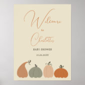 Rustic Neutral Herfst Pompoen Baby shower Welkom Poster (Voorkant)