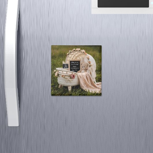 Rustic Neutral pregnancy announcement keepsake  Magneet