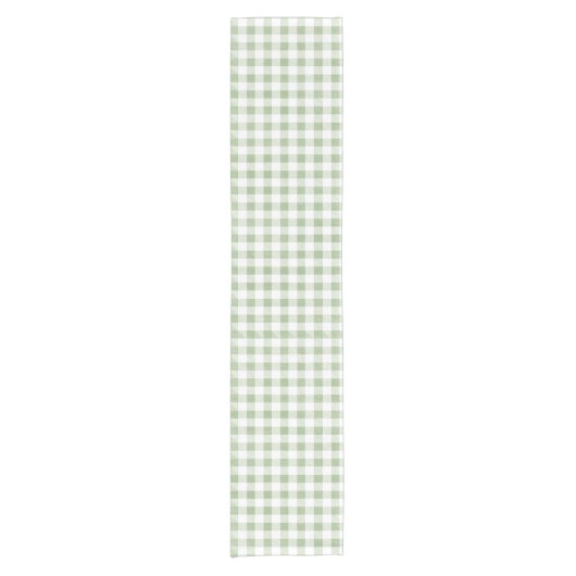 Rustic Neutral Sage Gingham Buffalo Pset Korte Tafelloper (Voorkant)