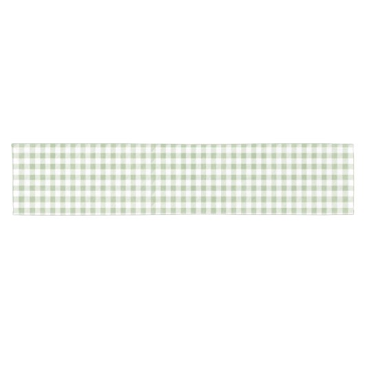 Rustic Neutral Sage Gingham Buffalo Pset Korte Tafelloper (Horizontaal)