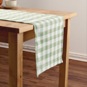 Rustic Neutral Sage Gingham Buffalo Pset Korte Tafelloper (Voorbeeld)