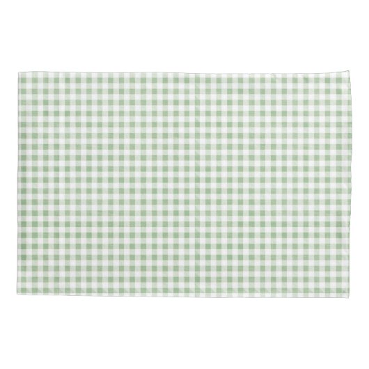 Rustic Neutral Sage Gingham Buffalo Pset Kussensloop (Achterkant-Links)