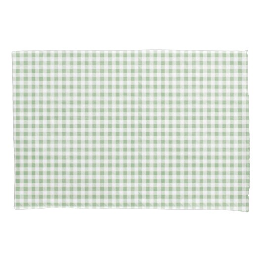 Rustic Neutral Sage Gingham Buffalo Pset Kussensloop (Voorkant-Links)