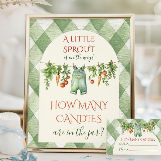 Rustic Neutral Sprout Baby Shower Candies Game Poster