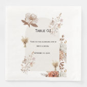 Rustic Neutral Wedding Table Numbers Servet (Voorkant)