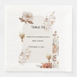 Rustic Neutral Wedding Table Numbers Servet