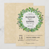 Rustic Neutral Wedding WreatCustom Invitation Kaart (Voorkant / Achterkant)