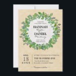 Rustic Neutral Wedding WreatCustom Invitation Kaart<br><div class="desc">Deze simpelweg elegante trouwerij met een elegante tint en een waterverf van zachte groenen, met een warme blik van witgewassen hout in het midden. Gebruik de ontwerpgereedschappen om het aan te passen en het uniek van u te maken! Voor het coördineren van objecten surf je naar onze winkel. Neem contact...</div>