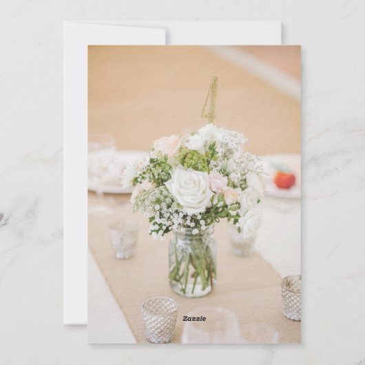 Rustic Neutral White Rose Burlap Mason Jar Wedding Kaart (Achterkant)