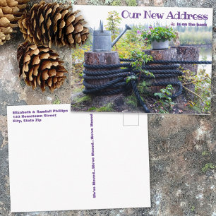 Rustic New Address Announcement Rope Watering Can Briefkaart