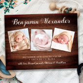 Rustic New Baby 3 Foto geboorteaankondiging Y Briefkaart