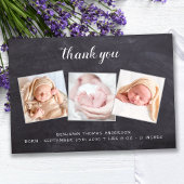 Rustic New Baby Chalkboard 3 Foto Baby shower Bedankkaart