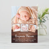 Rustic New Baby op maat 4 Foto collage geboorte Aankondiging (Staand voorkant)