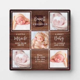Rustic New Baby op maat 5 Foto Collage Fotoplaat