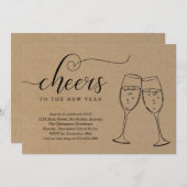 Rustic nieuwjaarsfeest op kraftachtergrond kaart (Voorkant / Achterkant)