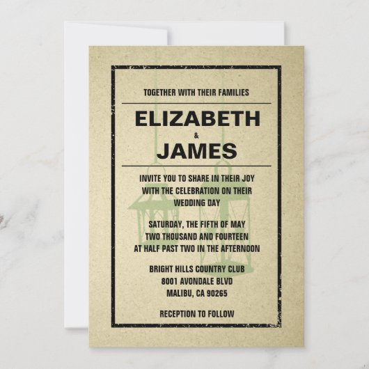 Rustic Night Light Wedding Invitations Kaart (Voorkant)