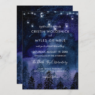 Rustic Night Sky Forest Wedding Invitation Kaart