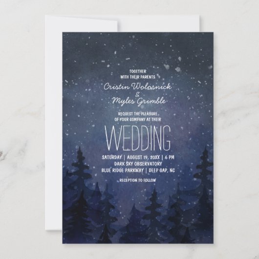 Rustic Night Sky Forest Wedding Kaart (Voorkant)