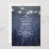 Rustic Night Sky Forest Wedding | String Lights Kaart (Voorkant)
