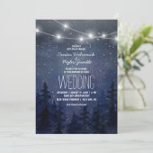 Rustic Night Sky Forest Wedding | String Lights Kaart (Staand voorkant)