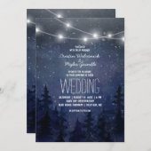 Rustic Night Sky Forest Wedding | String Lights Kaart (Voorkant / Achterkant)