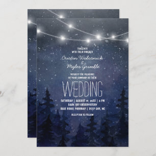 Rustic Night Sky Forest Wedding String Lights Kaart