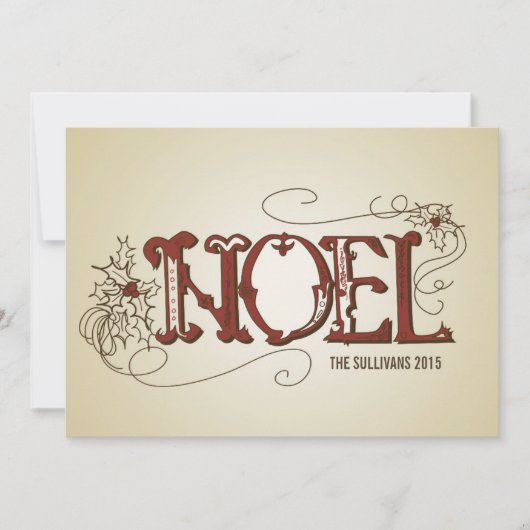  RUSTIC NOEL TYPOGRAFIE CHRISTMAS FLAT KAART (Voorkant)