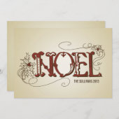  RUSTIC NOEL TYPOGRAFIE CHRISTMAS FLAT KAART (Voorkant / Achterkant)