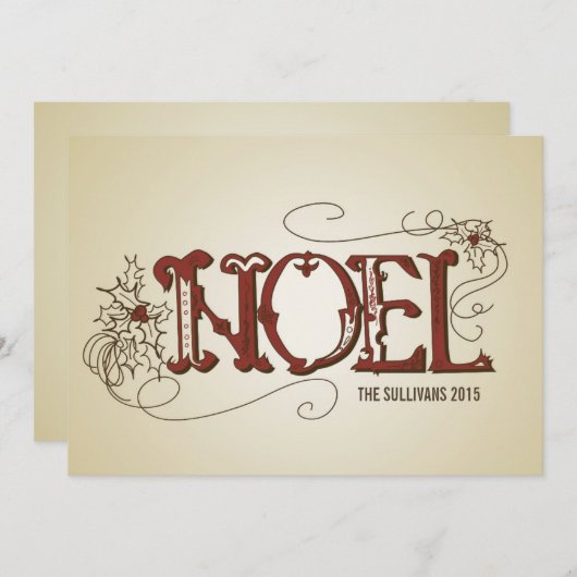 RUSTIC NOEL TYPOGRAFIE CHRISTMAS FLAT KAART (Voorkant / Achterkant)