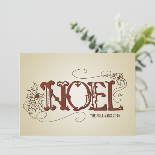 RUSTIC NOEL TYPOGRAFIE CHRISTMAS FLAT KAART (Staand voorkant)