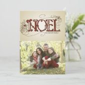 RUSTIC NOEL TYPOGRAFIE HOLIDAIRE FOTO-KAART FEESTDAGENKAART (Staand voorkant)