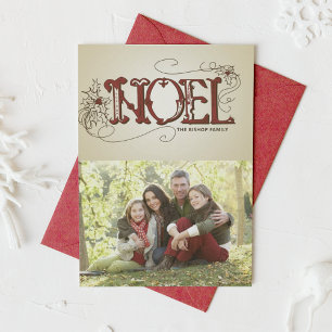 RUSTIC NOEL TYPOGRAFIE HOLIDAIRE FOTO-KAART FEESTDAGENKAART