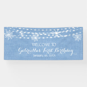 Rustic nog Droger Winter Wonderland eerste verjaar Spandoek
