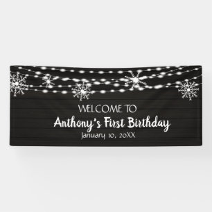 Rustic nog Droger Winter Wonderland eerste verjaar Spandoek