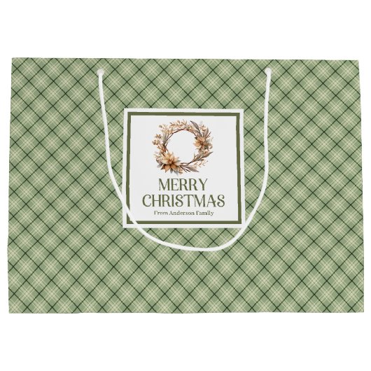 Rustic Nordic Christmas Gift Bag Neutral Minimal Groot Cadeauzakje (Achterkant)