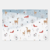Rustic Nordic Winter Fox Deer Snowy Mountain Inpakpapier Vel (Voorkant 3)