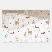 Rustic Nordic Winter Fox Deer Snowy Mountain Inpakpapier Vel (Voorkant 2)